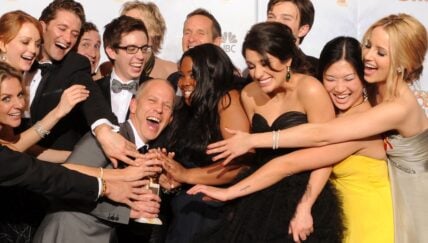 Glee cast poses in the press room at the 67th Annual Golden Globe Awards held at The Beverly Hilton Hotel on January 17, 2010 in Beverly Hills, California.
