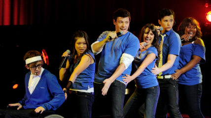 Glee cast performing at an early 2010s event
