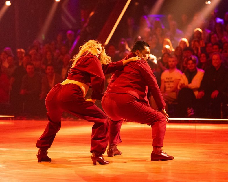 Witney Carson and Guillermo Rodriguez perform a salsa on DWTS' Super Bowl Night