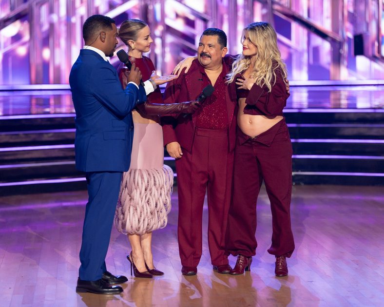 Guillermo Rodriguez and Witney Carson on stage at DWTS 