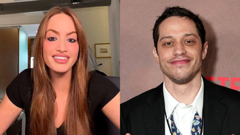 Haley Kalil TikTok video screencap and Pete Davidson stock photo