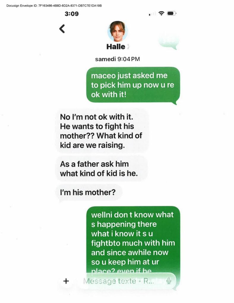 Halle Berry and Olivier Martinez text messages in court filing
