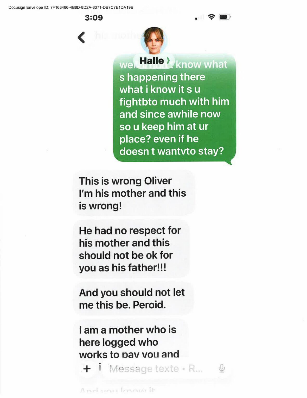 Halle Berry and Olivier Martinez text messages in court filing