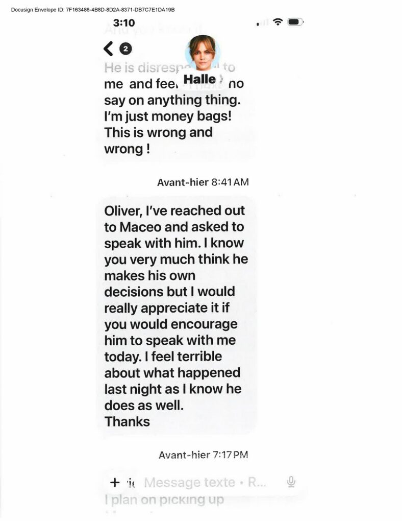 Halle Berry and Olivier Martinez text messages in court filing