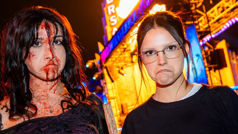 Inde Navarrette poses with Nikki character at Universal Studios Hollywood