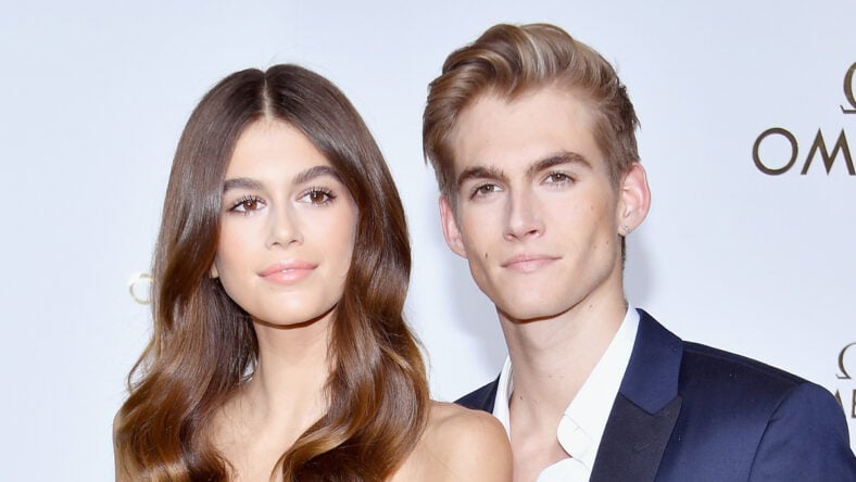 Kaia Gerber and Presley Gerber attend "Her Time" Omega Photocall as part of the Paris Fashion Week Womenswear Spring/Summer 2018 on September 29, 2017 in Paris, France