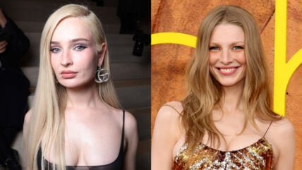 Kim Petras and Hunter Schafer stock photo composite