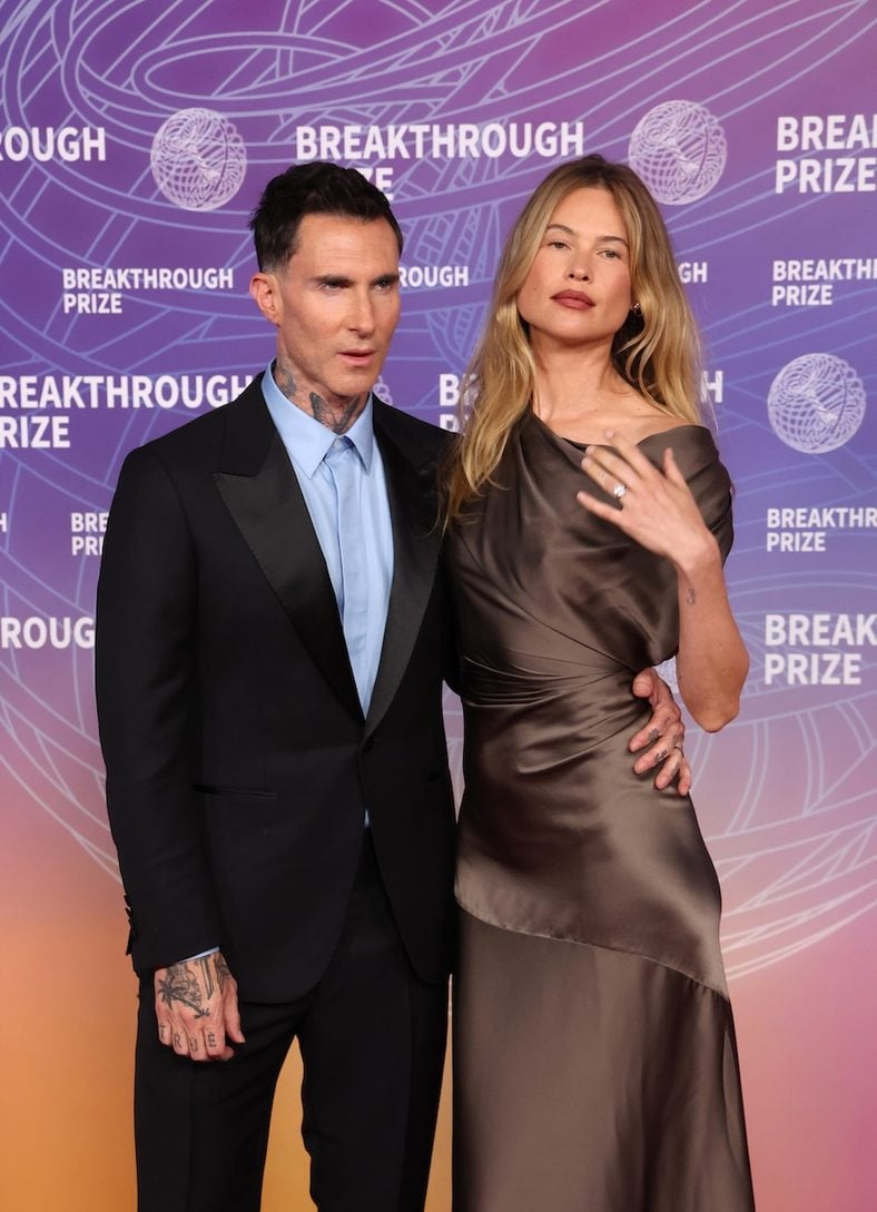 Adam Levine and Behati Prinsloo attend the 12th Breakthrough Prize Ceremony at Barker Hangar on April 18, 2026 