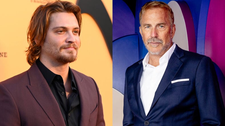 Side by side photo of Luke Grimes and Kevin Costner.
