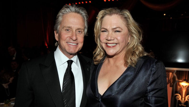 Michael Douglas and Kathleen Turner stock photo