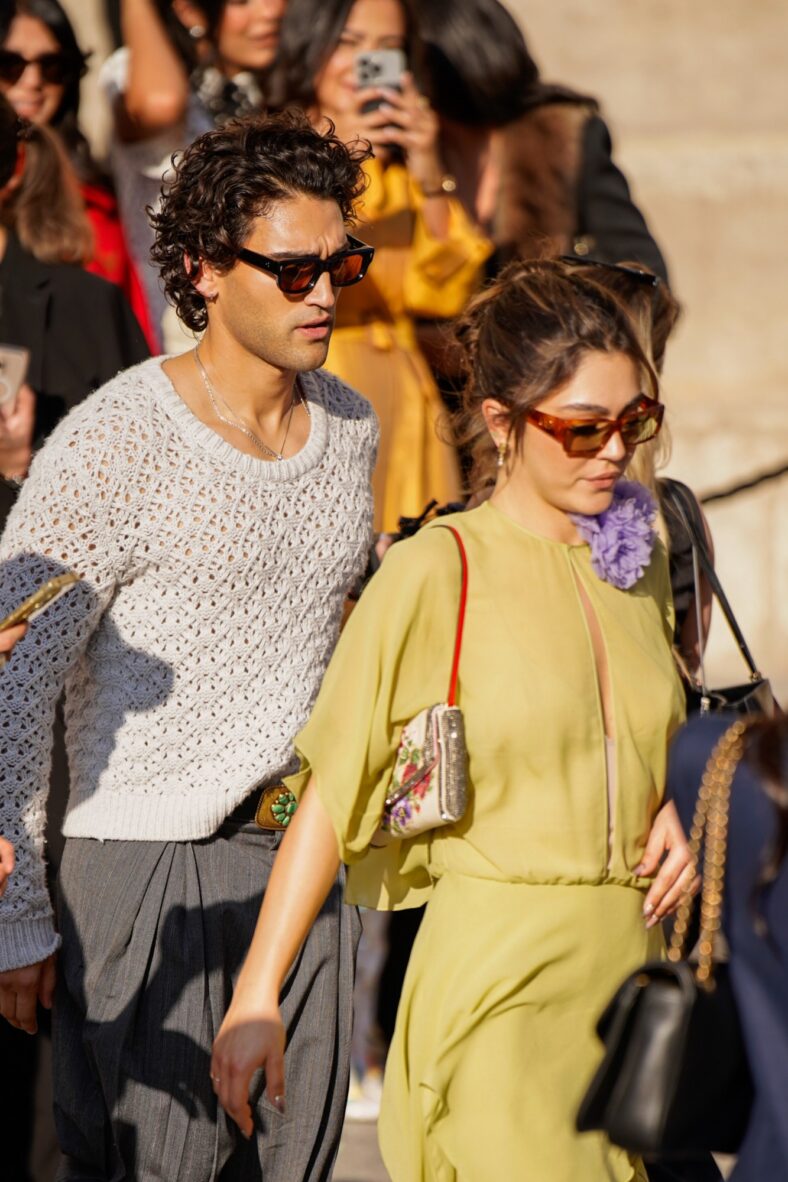 Mika Abdalla and Josh Heuston arrive at the Valentino 