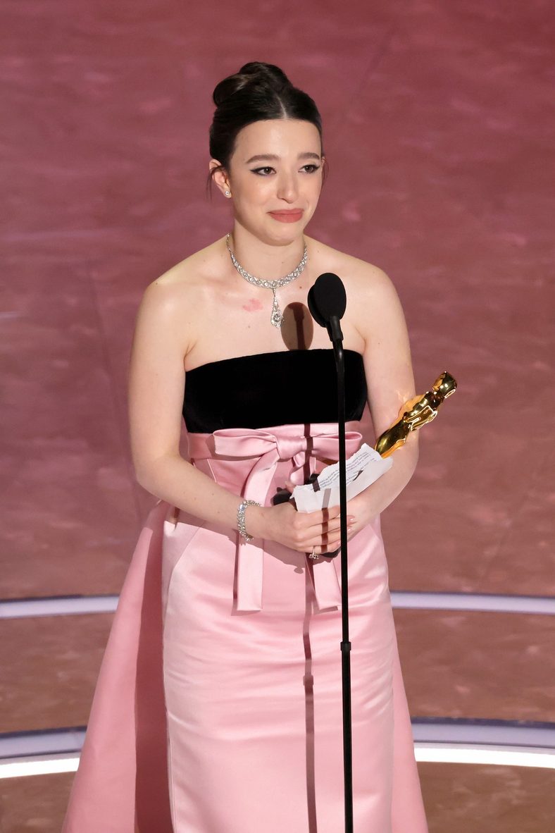 Mikey Madison accepts the Best Actress award at the 2025 Oscars