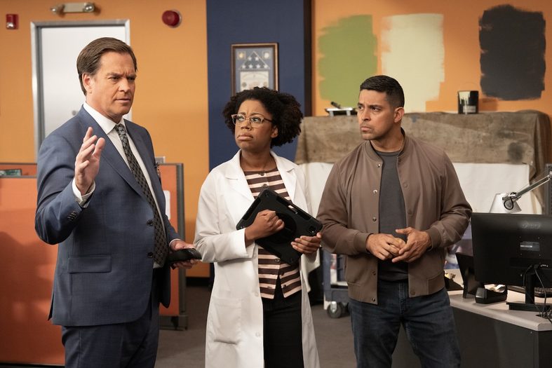 Michael Weatherly as Tony DiNozzo, Diona Reasonover as Kasie Hines, Wilmer Valderrama as Nicholas Torres.   