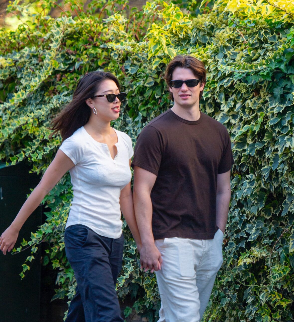Nicholas Galitzine and girlfriend Cameron Valentina Eyre holding hands while strolling around the Portobello Road Market on Monday (October 5) in London, England.