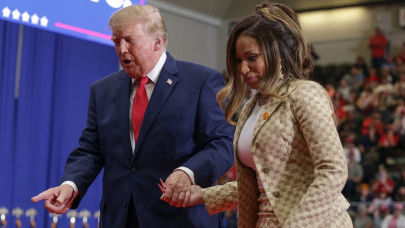 Donald Trump and Nicki Minaj leave stage at Michigan Rally