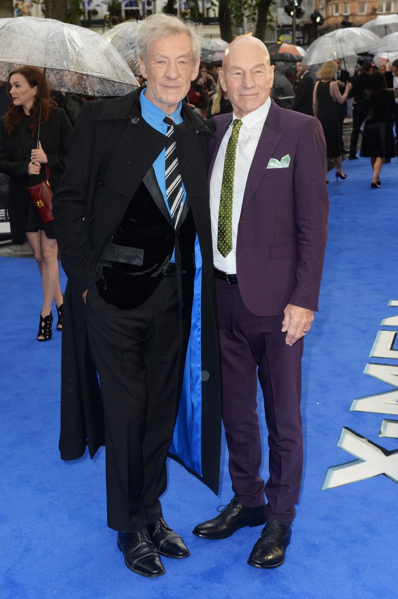Patrick Stewart and Ian McKellen posing together for a photo.