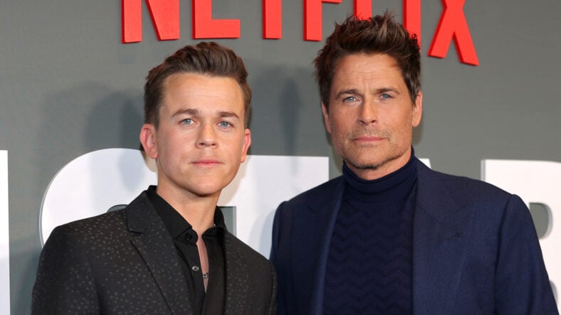 John Owen Lowe and Rob Lowe attend the Netflix Unstable S1 premiere at Netflix Tudum Theater on March 23, 2023 in Los Angeles, California.