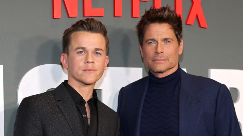 John Owen Lowe and Rob Lowe attend the Netflix Unstable S1 premiere at Netflix Tudum Theater on March 23, 2023 in Los Angeles, California.