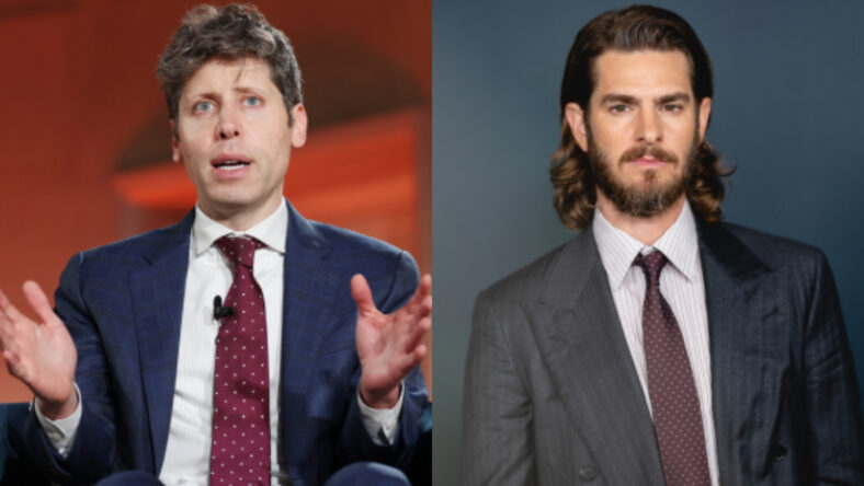 Sam Altman and Andrew Garfield composite photo