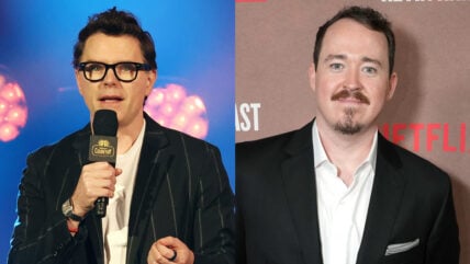 Bobby Bones stock image in the left and shane gillis on the right