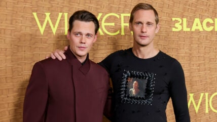 Bill and Alexander Skarsgard pose at the Wicker premiere in Los Angeles