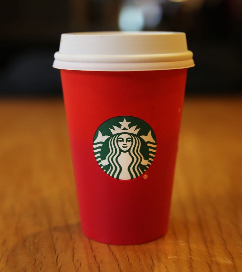 Photo of a Starbucks holiday cup