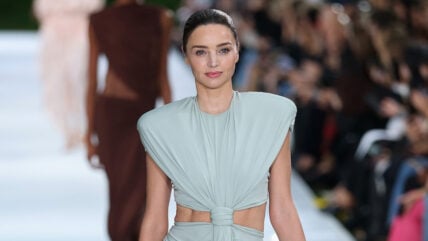 Miranda Kerr walks in Stella McCartney fashion show
