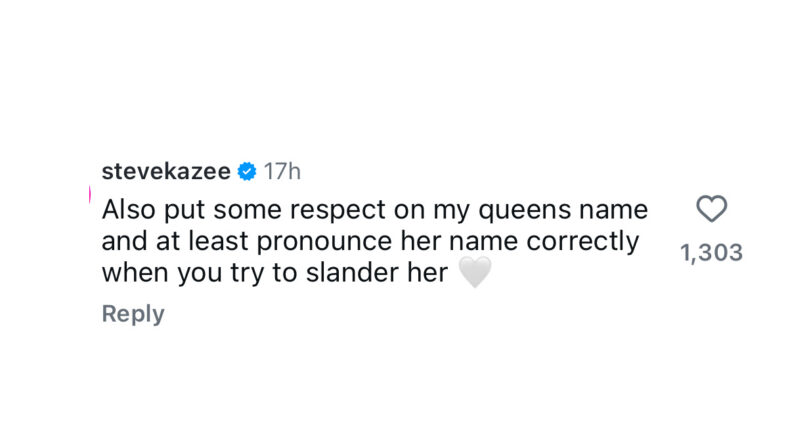 Steve Kazee Instagram comment screen grab
