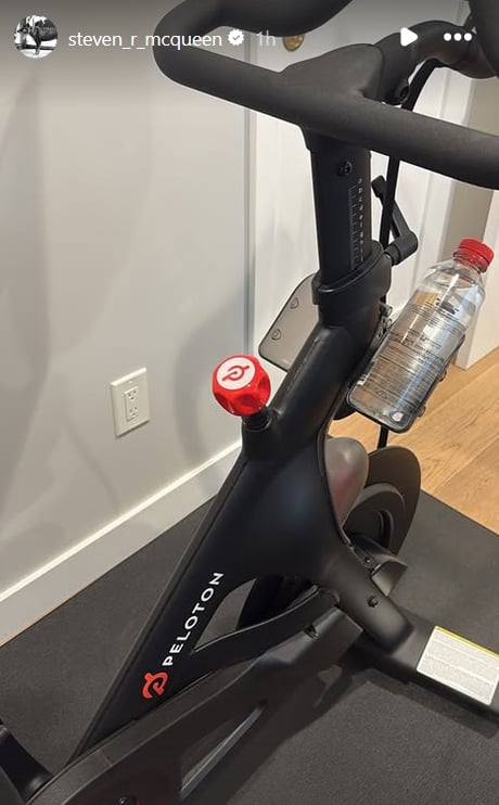 Steven R. McQueen's Instagram Story of a Peloton bike