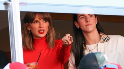 Taylor Swift and Caitlin Clark watch a game between the Kansas City Chiefs and the Los Angeles Chargers in the second quarter of a game at Arrowhead Stadium on October 18, 2026 in Kansas City, Missouri