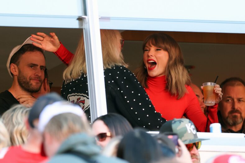 Taylor Swift and friends at the 2026 Chiefs vs Chargers game on October 18