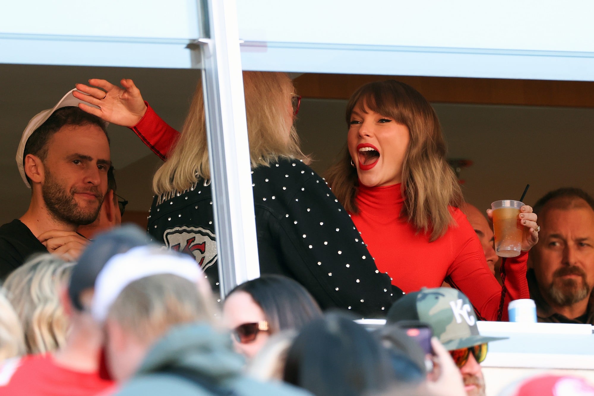 Taylor Swift and friends at the 2026 Chiefs vs Chargers game on October 18