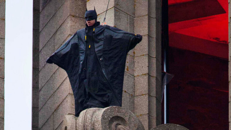 Robert Pattinson's Batman filming for The Batman in 2021.