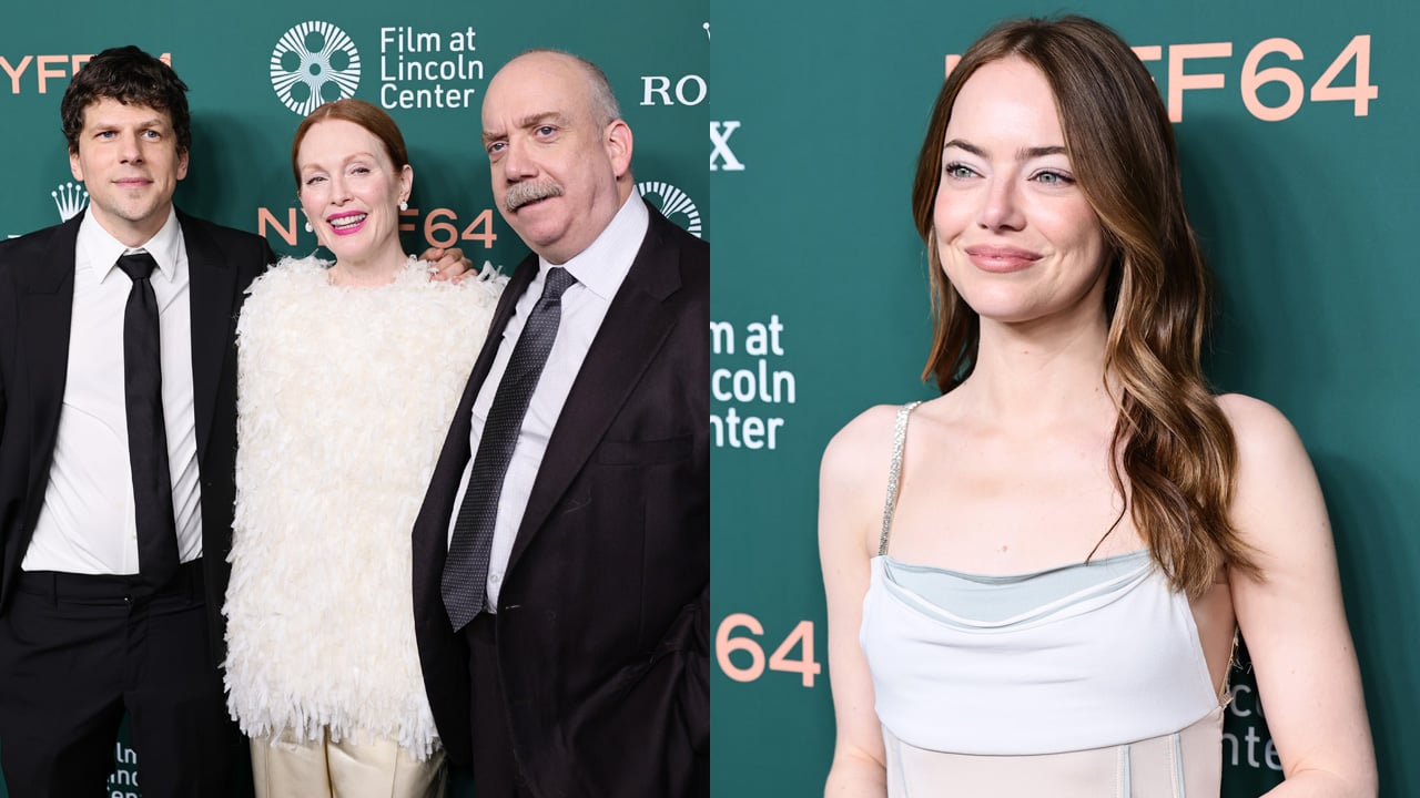 Jesse Eisenberg, Julianne Moore, & Paul Giamatti Premiere ‘The Debut’ at NYFF 2026, Producer Emma Stone Also in Attendance!