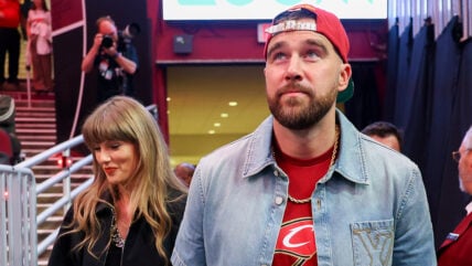 Taylor Swift and Travis Kelce attend New York Knicks vs Cleveland Cavaliers basketball game