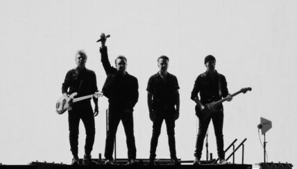 Adam Clayton, Bono, Larry Mullen Jr. and The Edge of U2 perform at Saitama Super Arena on December 04, 2019 in Saitama, Japan