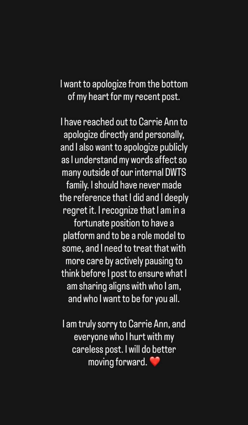 Va Chmerkovskiy apologizes to Carrie Ann Inaba