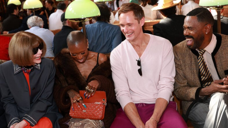Anna Wintour, Cynthia Erivo, Alexander Skarsgard, and Colman Domingo sit front row at Valentino fashion show