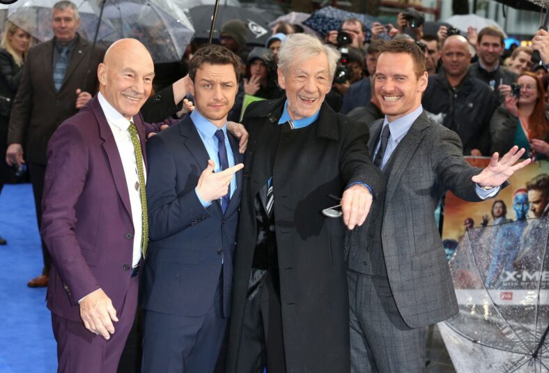 Patrick Stewart with his X Men costars